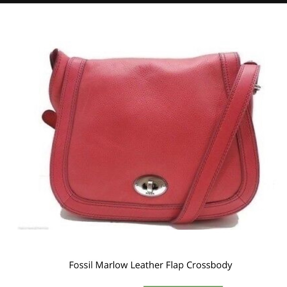 Fossil pink magenta marlow leather flap crossbody statement bag. Soft leather